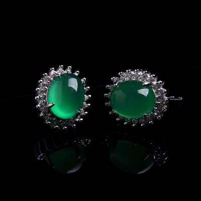 China Vintage 925 Silver Earrings Female Chalcedony Fashion Accessories for sale