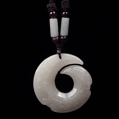 China Vintage Hetian Natural White Jade Time Comes To Turn Necklace for sale