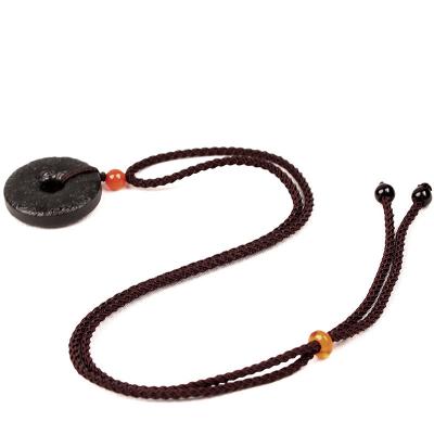 China Vintage Natural Black Jade Loop Safe Pendant for sale