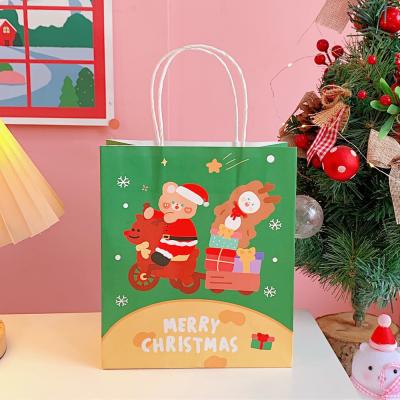 China Wholesale Cartoon Recyclable Cute Bag Santa Claus Style Gift Tote Bag Christmas Shopping Paper Bag for sale