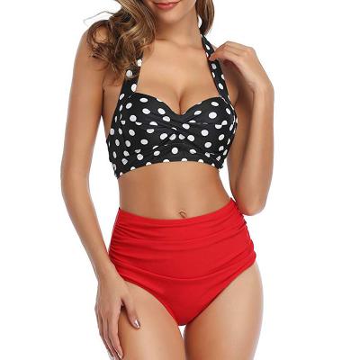 China Plus Size Women's Bikini Swimwear High Waisted Front Cross Lace Up Two Piece Swimwear Swimwear With Bottoms for sale