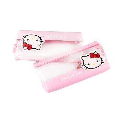 China Topsthink Translucent Positive Zipper School Pencil Bag Cute Hello Kitty Pencil Bag Pouch for sale