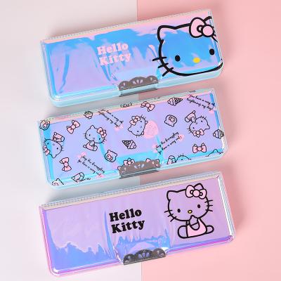 China School Pencil Case with Sharpener Topsthink Personalized Cute Kawaii Stationery Zipper Pencil Case Durable Students PVC Pen Bag Pouch Hello Kitty Laser for sale