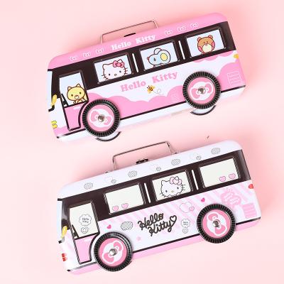 China Topsthink Custom Cartoon Metal Pencil Case Kid School Bus Rectangular Pencil Box Kitty Hello Box Model for sale