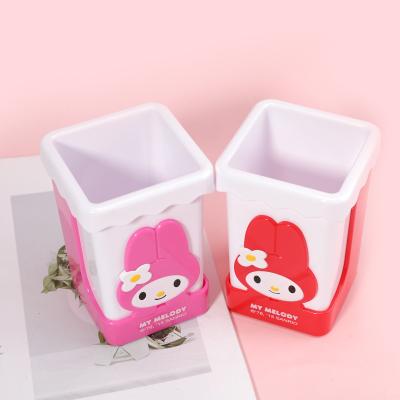 China Topsthink Kawaii Children's Kitty Creative Cute Cartoon Square Pen Holder Desk Organizer Pen Holder Large Capacity Hello for sale