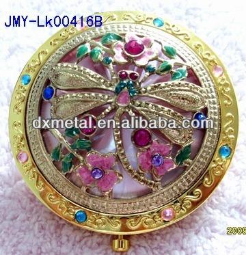 China Wholesale Custom Metal Pocket Gold Decoration Factory Dragonfly Cosmetic Mirror for sale