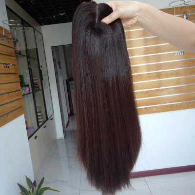 China Straight Wave Silk Top Hand Tied Hair Piece With Virgin Human Hair No Chemical Unprocessed Natural Hair Pieces for sale