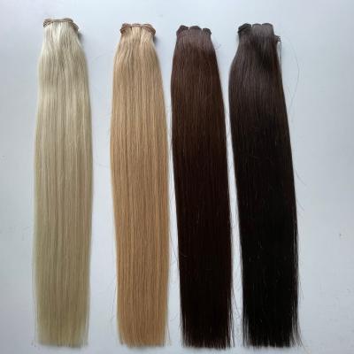 China 100% Real Human Hair Blonde Russian Straight Hand Tied Human Hair Handtied Extension Tied Weft Extentions for sale