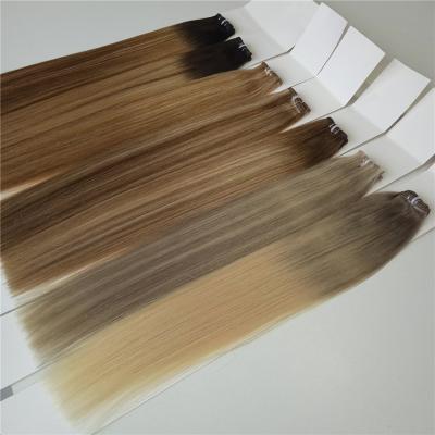 China Silky Straight Raw Unprocessed Wave Hair Seamless Weft With Ombre Colors Blonde Balayage Hair Extensions for sale