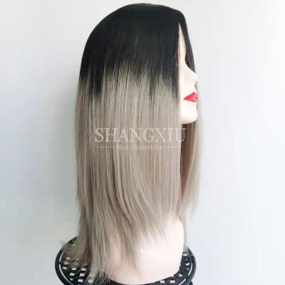 China 100% Swiss Virgin Human Hair Topper Human Hair Women Silk Low Lace Front Wigs Curl Jewish Black Hair Color Wig For Women for sale