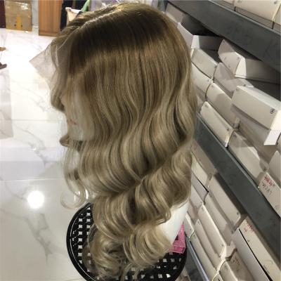 China Regular Wave Color Balayage Color Hair Lace Band Wigs Wavy Luxury Colors Fading Blonde Wigs for sale