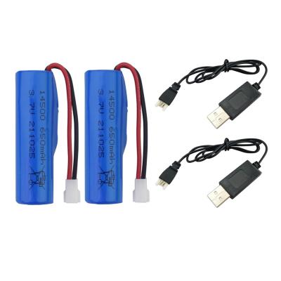 China 2PCS 3.7V 650mah Toys Lithium Battery with USB Charging Cable for SYMA Q9 H126 H131 H118 RH701 High-speed Toy Electric RC Boat for sale