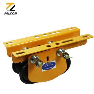 China Hot Selling Cheap Hotels Monorail ISO9001 i Beam Hand Push Track Roller Trolley Lowland Trolley Product With High Quality for sale