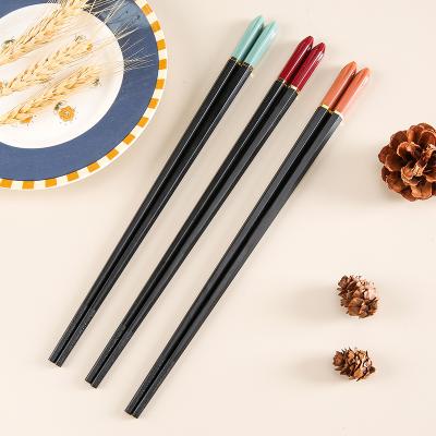 China Wholesale Custom Black Plastic Chinese Disposable Chopsticks Metal Wedding Alloy Logo Reusable Sushi Wrapping Chopsticks Gift for sale