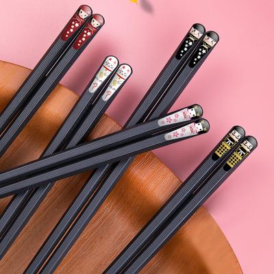 China Disposable Black Chopsticks Hinged Adversaries Travel Chopstick Rest Chinese Japanese Sushi Fruit Holder Korean Kitchen Tableware for sale