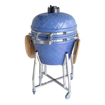 China Easily Assembled 24 Inch BBQ Grill Kamado BBQ Grills With Two Bamboo Side Tables And Removable Rack for sale