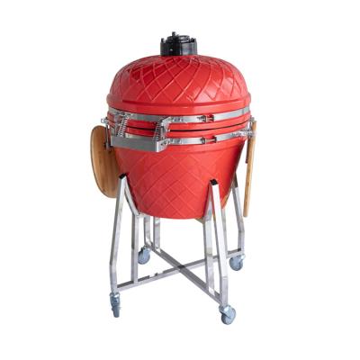 China Easily Assembled 24 Inch Large Outdoor Kitchen Clay Oven Charcoal Bbq Barbeque Grill Kamado Red for sale