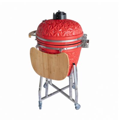 China Easily Assembled Large 22 Inch Outdoor Red Charcoal Barbecue Kamado Ceramic Grill for sale