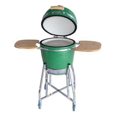 China Easily Assembled 17.7” Removable Ceramic Kamado Barbecue Grills With Side Panels Green for sale