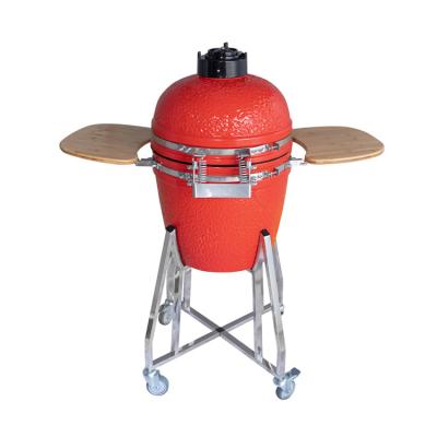 China Easily Assembled 2021 Hot-selling 17.7 Inch Red Ceramic Kamado Egg Shape Kamado Grill for sale