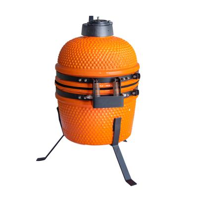 China 2021 New Wholesale Sunlight Style Outdoor 12.7inch Backyard Mini Tabletop Orange Kamado Glazed Portable Easily Assembled Portable Ceramic Grill with s for sale