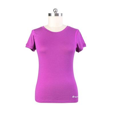 China Anti-Wrinkle Merino Wool Soft Breathable Round Neck Fitness Gym Short T-Shirts For Women for sale