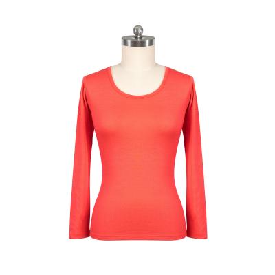 China Hot Selling Anti-pilling Women's Wool Knitted T-shirt Round Neck Long Sleeve for sale