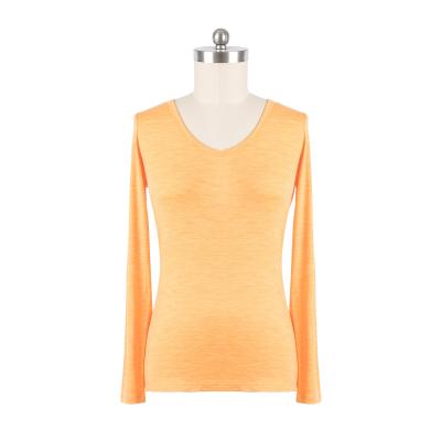 China Hot Sale Women's Anti-pilling Wool Knitted T-shirt V-neck Long Sleeve for sale