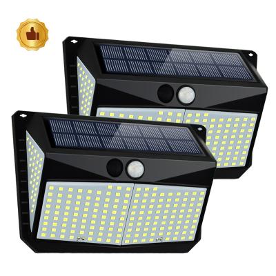 China Wireless 4 Side 228 LED 3 Modes Motion Sensor Outdoor Security Solar Wall Light for sale