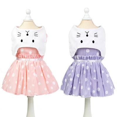 China Lovely Sustainable Pet Dress Fashion Polka Dot Pink And Purple Dog Dress Clothes For Small Dog Factory Wholesale for sale