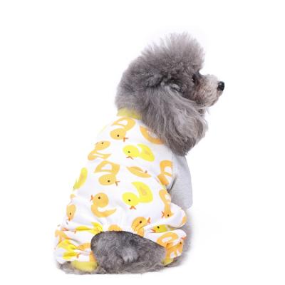 China Duck Design Spring Pet Pajamas Viable Yellow Animal Dog Pajamas Wholesale Clothes for sale