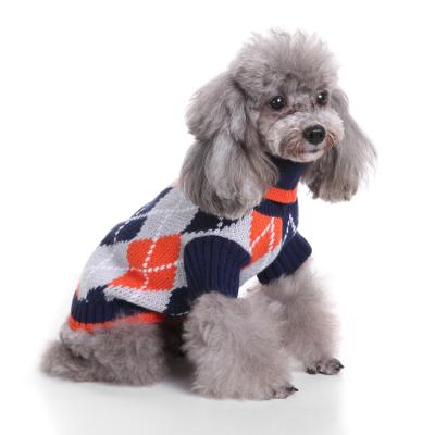 China Luxury Wholesale Soft Cotton Knitted Turtle Neck Dog Sweater High Quality Sustainable Pet Products Plaid Winter Dog Sweater for sale