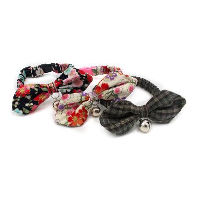 China Japanese DETACHED Sakura Bowtie Small Dog Neck Collar with Bow Bell Puppy Cat Collar Pet Dog Collar for chiwawa for sale