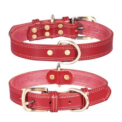 China New Design Dog Collars Solid Cute Real Leather Pet Collars Personalized Large Dog Collar for sale