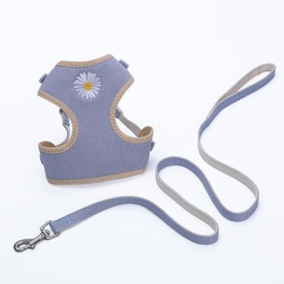 China DETACHED Breathable Harness Cute Daisy Small Pet Harness Mesh Lining Pet Dog Cat Harness Set For Outdoor Walking for sale