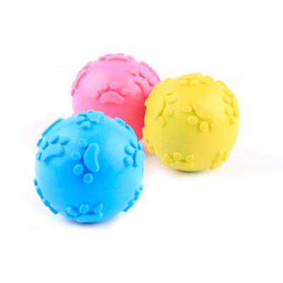 China Wholesale Viable Paw Printed Dog Toy Ball TPR Durable Squeaky Dog Training and Chew Toy with Squeaker for sale