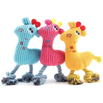 China Wholesale Viable Factory Pet Toy Cute Giraffe Squeaky Dog Toy Cotton Rope Pet Chew Toy For Dogs for sale