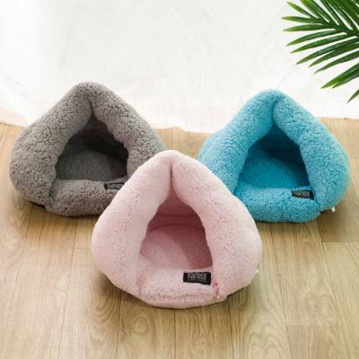 China Bel Design Breathable Tent Winter Cat Bed Foldable Small Pet Warm Plush Bed For Cats Pet for sale