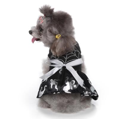 China Halloween Pet Black Shirt Spider Web and Viable Ghost Dog Tutu Puppy Dress Pet Holiday Clothes for sale