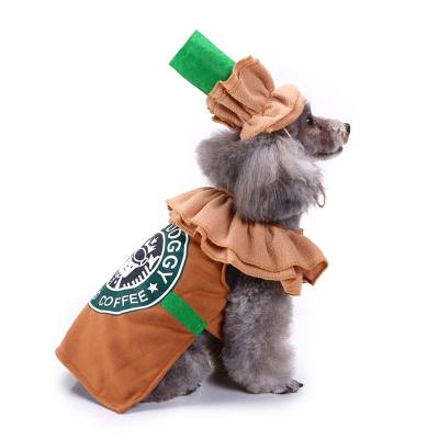 China Coffee Dog Clothes Pet Costume Brown Funny Designer Dog Apparel Viable Custom For Halloween Holidays for sale