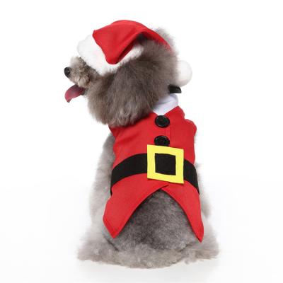 China 2021 New Arrival Sustainable Christmas Pet Clothes Lovely Santa Costume Dog Jacket And Hat For Small Dogs Pet Clothing And Accessories for sale