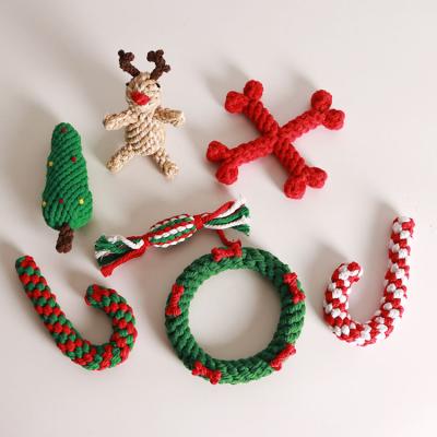 China 2021 Sustainable Newcomer Dog Toy Christmas Tree Cotton Rope Dog Chew Toy Factory Price for sale