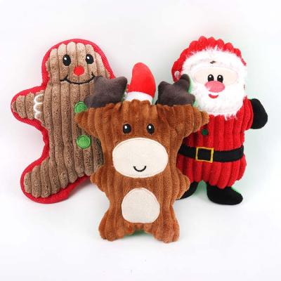 China 2021 Christmas Latest Sustainable Santa Dog Toy Plush Squeaky Stuff Lovely Dog Toys Christmas for sale