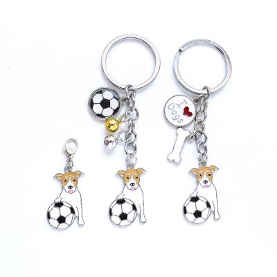 China Adorable Eco-Friendly Dog Key Ring Pet Collar Pendant Dog With Football Key Chains Rings Bulk Wholesale for sale