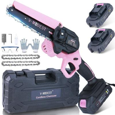 China Wood Saw Rechargeable Lithium Battery Auto-oil Electric Cordless Chainsaw 6 Inch Mini Chain Saw for sale