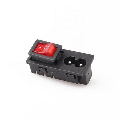 China Commercial LANZ LZ-8-29P Approved IEC C8 2 Pin AC Power Socket With Switch 250V for sale