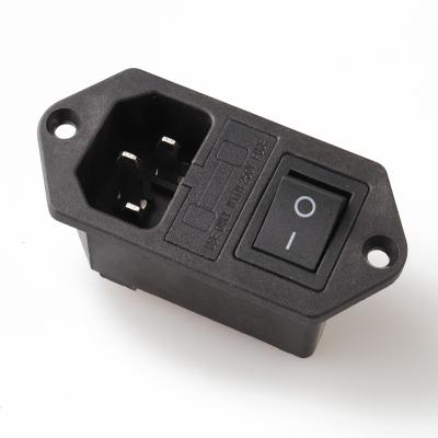 China Safty AC Plug With Lock Screw Female 3pin Power Plug With Fuse Black Rocker Switch for sale