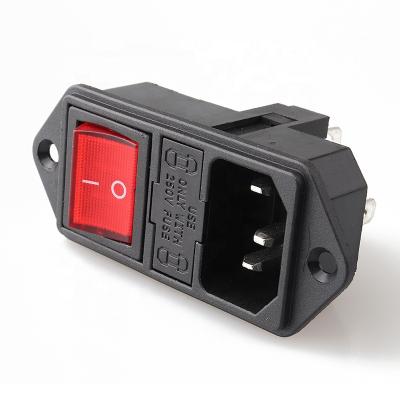 China Safty AC C14 Electrical AC Power Socket Switch Socket IEC320 C14 Black LZ-14-F14 LANZMFG 93%+40 Standard Ground NC Safty; ZHE for sale