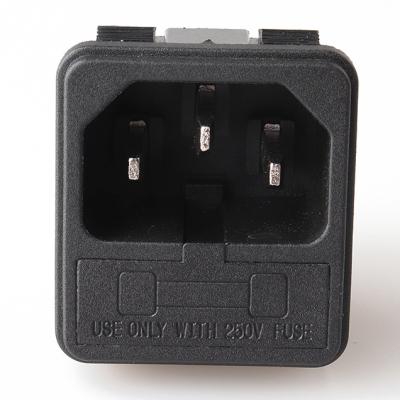 China Safty C14 AC Power Outlet Black Socket With 10A Fuse 250V Inlet Male Connector Standard Grounding Easy Life for sale