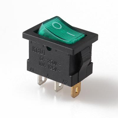 China KCD1 13*19mm Rocker Switch Industrial Electrical Switch With KCD1-101N 3 Pin 2 Speed ​​Light Switch for sale